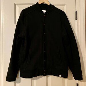 American Giant Jacket Vintage Mens Large  Black Cotton Snap Heavyweight Jacket